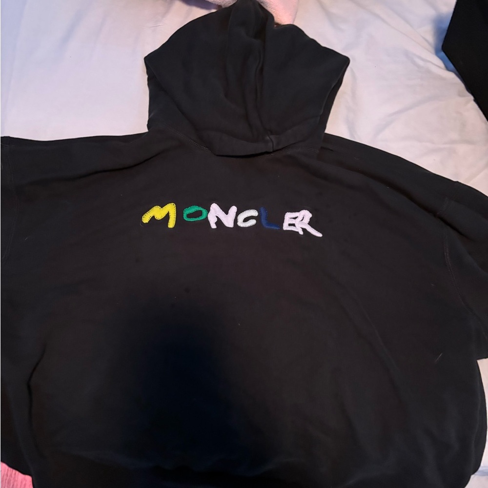 Moncler Black Hoodie with Colorful Logo